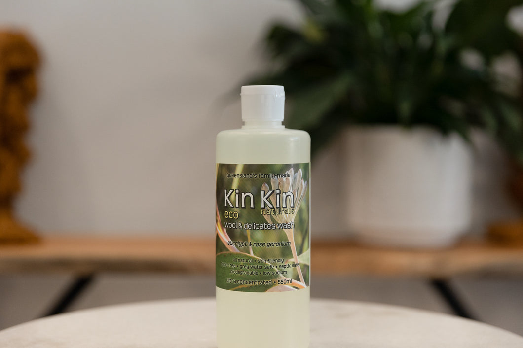 Kin Kin Naturals Wool & Delicates Wash - Eucalypt & Rose Geranium - 550mL